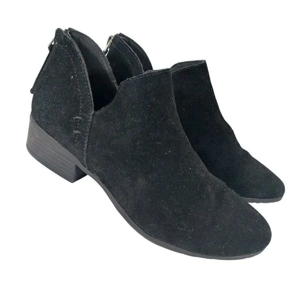 KENNETH COLE! REACTION BLACK GENUINE SUEDE LEATHER CHUNKY HEEL BOOTS! SZ 6.5M